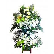 Serenity of Memories White Sympathy Flower Basket